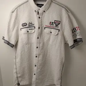 Reward Men's White Short Sleeve Button-Down Shirt Utility Patches, Nicosia — Strovolos - Acropolis