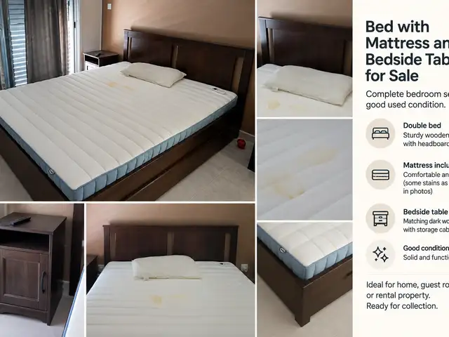 Double bed with mattress and matching bedside table, Επαρχία Λεμεσού — Άγιος Τύχων