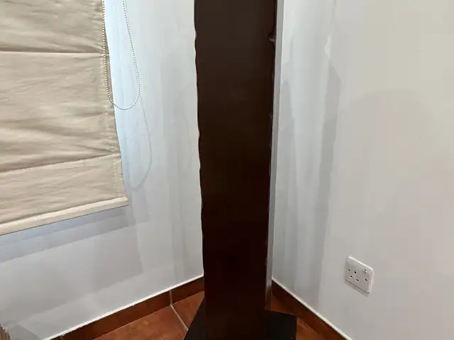 Dark wood display column pedestal for sculptures and fine art, Nicosia — Aglantzia