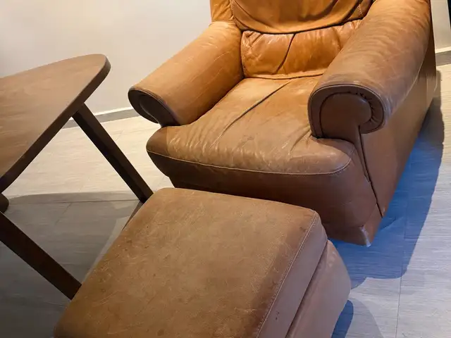 Bufallo leather armchair and ottoman, Paphos — Paphos - Agios Theodoros