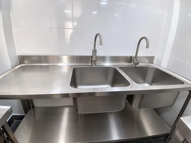 Professional Stainless Steel Double Sink with Worktop, Limassol — Ypsonas