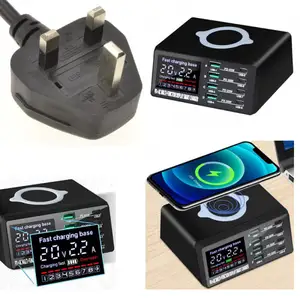 Wireless charger and 4xusb/ 4 usb-c digital display wlx x9d 5v 115w uk, Limassol — Limassol - Agios Ioannis