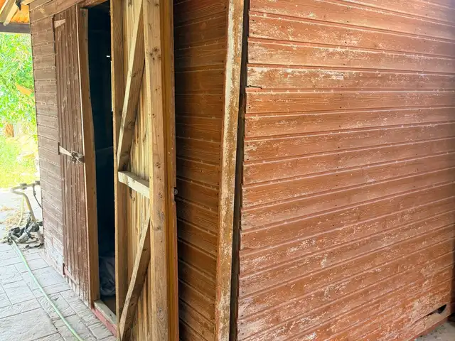Outside wooden shed, Limassol — Pissouri