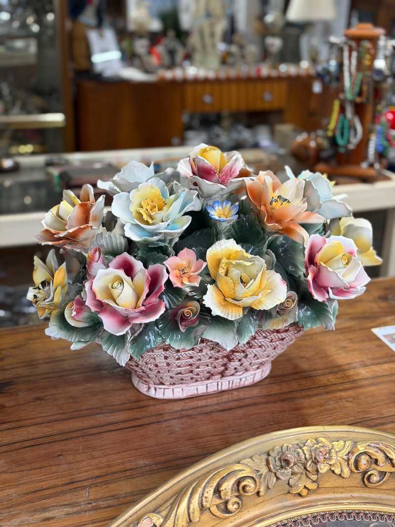 Capodimonte porcelain floral basket timeless italian elegance €450