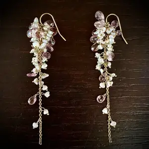Saks fifth avenue gold freshwater pearl & natural gemstones chandelier earrings, Επαρχία Λάρνακας — Περιβόλια Λάρνακας