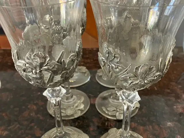 6 pewter type wine glasses very elegant, Larnaca — Oroklini