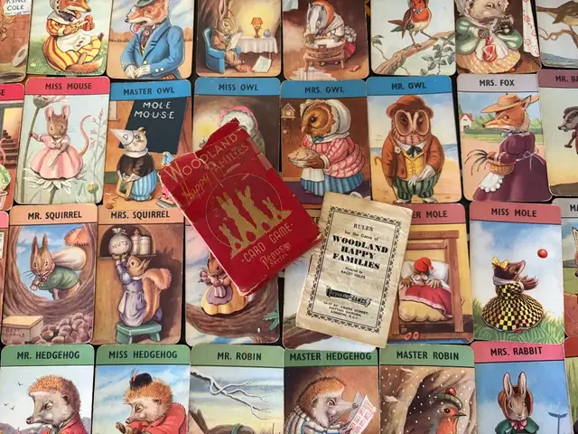 Vintage 1950s woodland happy families collectors card game-pepys series- england, Επαρχία Πάφου — Paphos - Άγιος Θεόδωρος