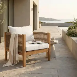 Solid teak outdoor lounge chair with rope, Επαρχία Πάφου — Κισσόνεργα