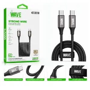 Cable wave wa-62 usb-c to usb-c 60w 1m black, Επαρχία Λεμεσού — Λεμεσός - Άγιος Νικόλαος