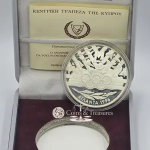 Cyprus 1996 silver proof pound coin olympic games atlanta, Nicosia — Latsia - Agios Georgios