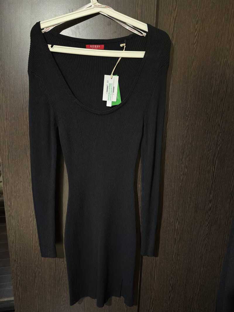 strapless open back dress Midi dress Guess Active LAVINIA LS RIB DRESS Black – Goccia.Shop main image 0