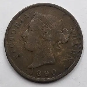 Cyprus 1 piastre coin 1890 queen victoria, Nicosia — Latsia - Agios Georgios