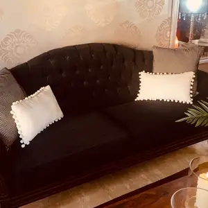 2 seat and 3 seat couch velvet black with pillows 3 year old brand new never use, Limassol — Limassol - Mesa Geitonia