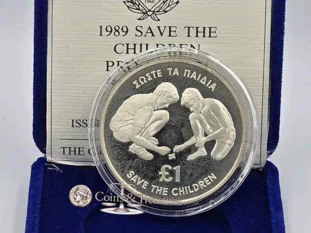 Cyprus 1989 silver proof coin save the children, Nicosia — Latsia - Agios Georgios
