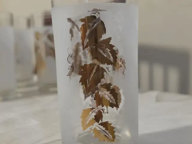 Mid century libbey frosted glasses with golden leafs, Επαρχία Αμμοχώστου — Παραλίμνι