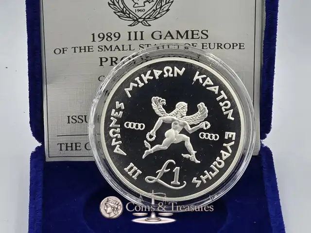 Cyprus 1989 silver proof coin small states games, Nicosia — Latsia - Agios Georgios