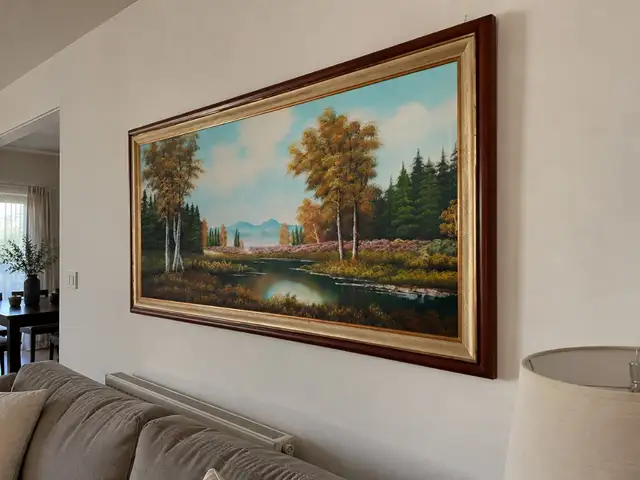 Framed Oil Painting Autumn Landscape & Lake 90 50 cm, Επαρχία Λευκωσίας — Στρόβολος - Ακρόπολη