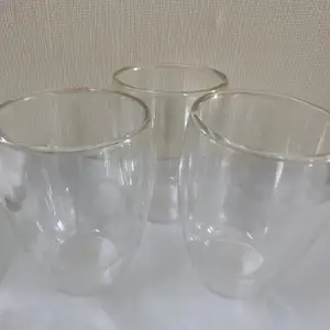 New set of 3 double-walled insulated glass cups, Nicosia — Agioi Omologites