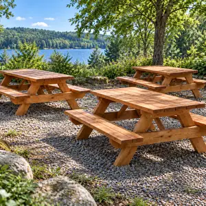 Wooden picnic table, Nicosia — Kokkinotrimithia