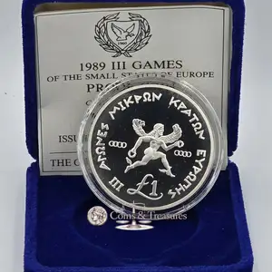 Cyprus 1989 silver proof coin small states games, Επαρχία Λευκωσίας — Λατσιά - Άγιος Γεώργιος