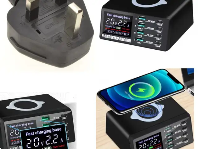Wireless charger and 4xusb/ 4 usb-c digital display wlx x9d 5v 115w uk, Limassol — Agios Athanasios