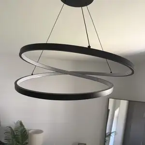 Modern black double-ring led pendant light use 1month., Larnaca — Meneou