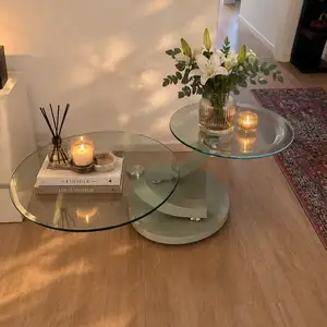 Beautiful coffee table with two round glass tops and an unusual swivel, Nicosia — Agios Dometios - Agios Georgios
