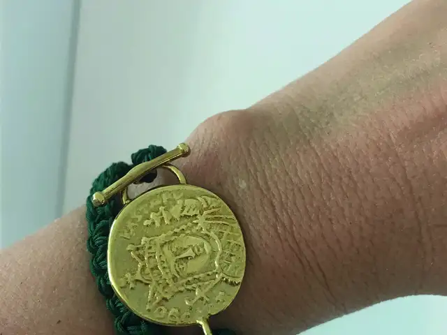 Handcrafted brass coin featuring a byzantine-inspired theme, Επαρχία Λευκωσίας — Στρόβολος - Χρυσελεούσα