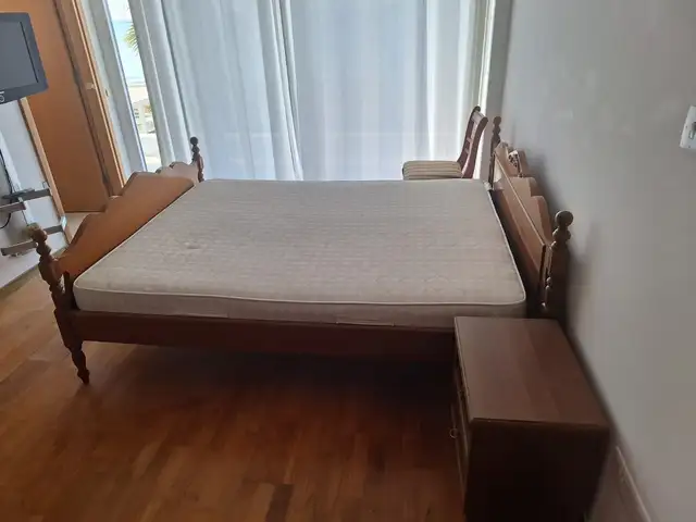 Wooden bed with matress & 2 bedside table, Larnaca — Perivolia Larnakas