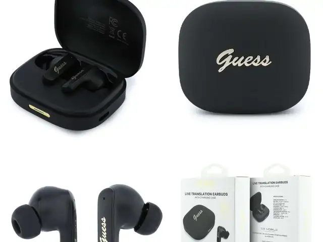 Earphone guess with script metal logo wireless black, Επαρχία Λεμεσού — Λεμεσός - Άγιος Νικόλαος