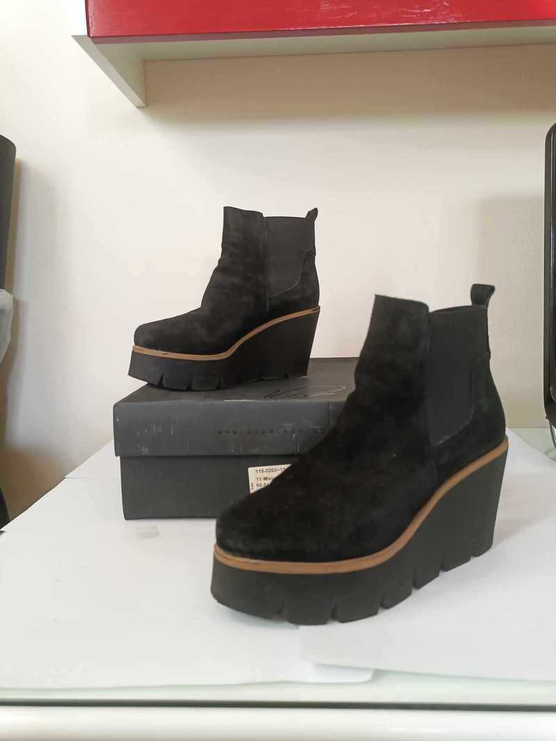 Wow alpe womens alpaca black suede wedge ankle boots size eu 38/uk