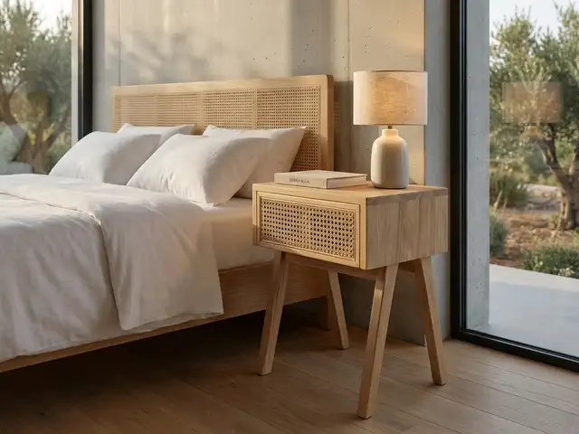Solace teak nightstand, Paphos — Kissonerga