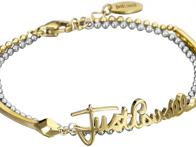 JUST CAVALLI Logo Two Tone Stainless Steel Bracelet, Limassol — Limassol - Omonia