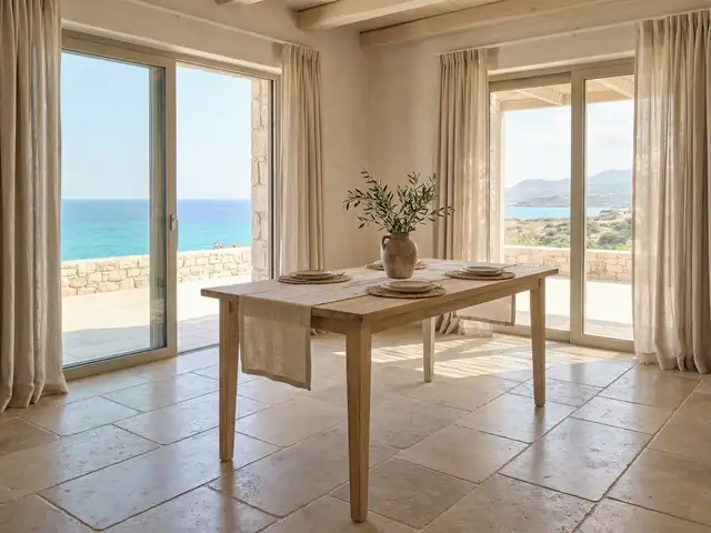 Solid teak dining table for 4-6 people, Paphos — Kissonerga