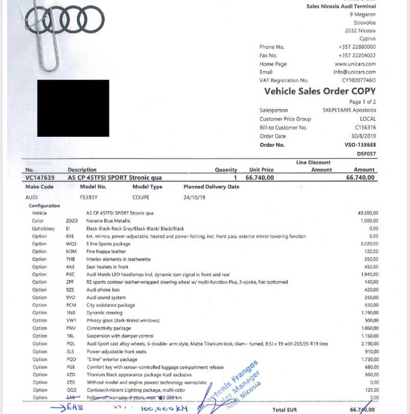2019 Audi A5 2,0L 2019 Cyprus