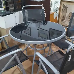 Black glass round table and chairs, Επαρχία Πάφου — Έμπα