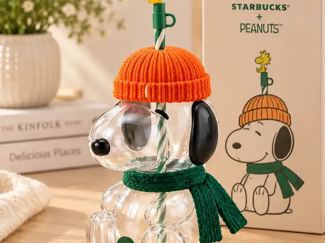 Snoopy starbucks glass cup peanuts collection, Limassol — Agios Athanasios