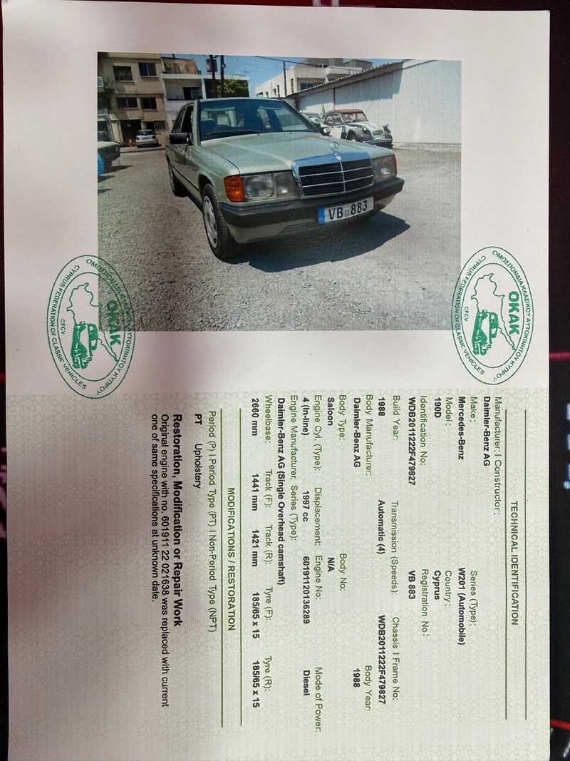 1988 Cars Classic 2,0L 1988 Cyprus