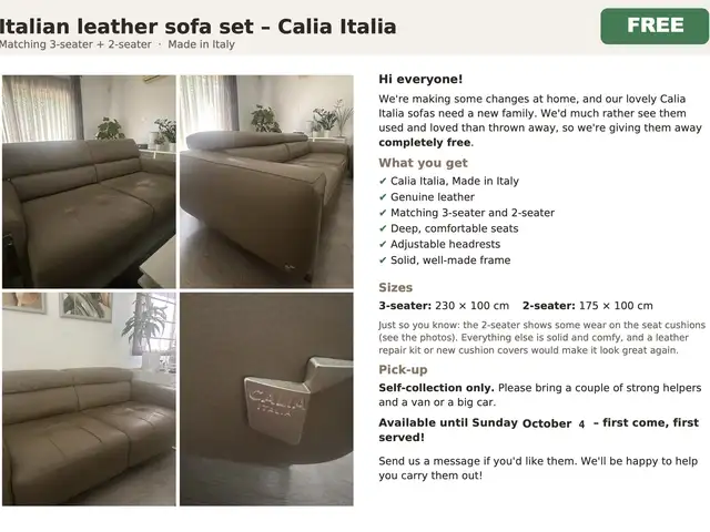 Free - italian leather 2 sofa set - calia italia, Limassol — Agios Athanasios