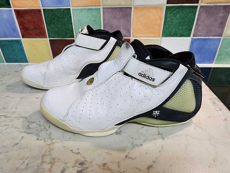 Adidas t-mac 4 white black vintage basketball shoes - size 47 1/3