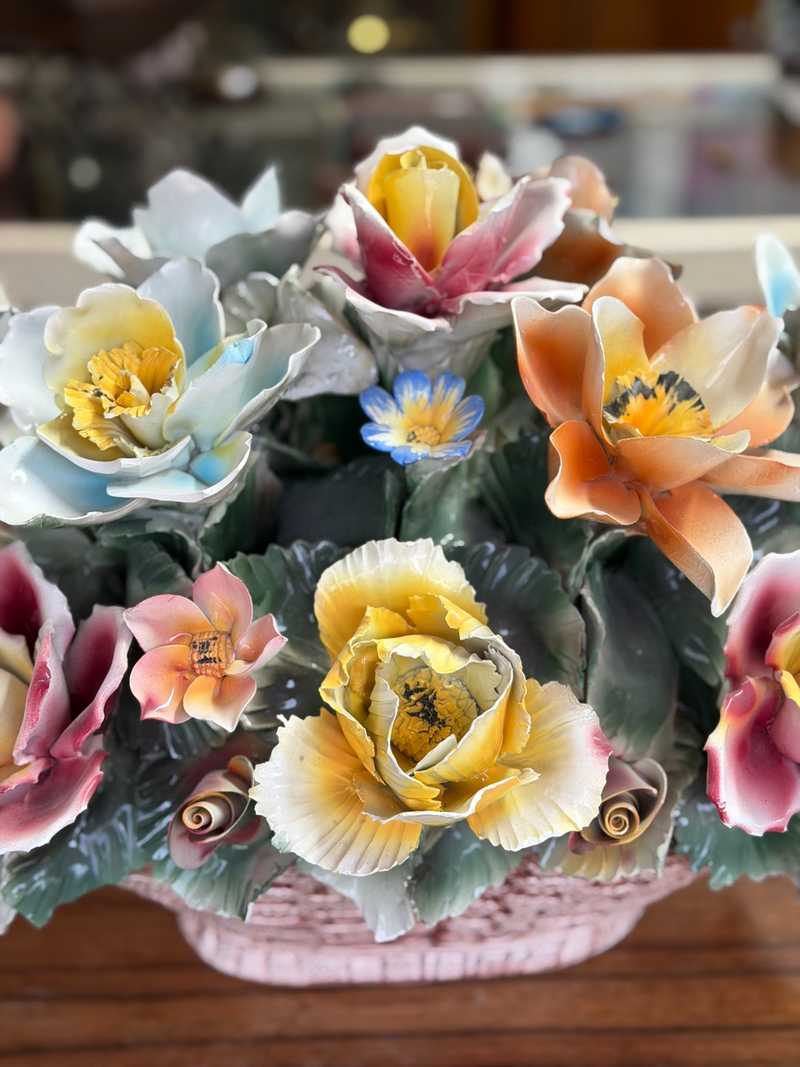 Capodimonte porcelain floral basket timeless italian elegance €450