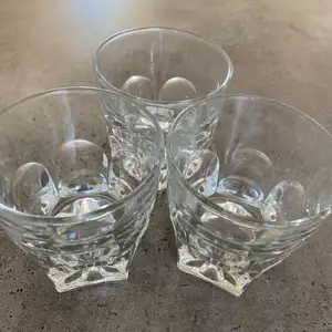 Set of 3 clear glass tumblers / whiskey glasses, Nicosia — Agioi Omologites