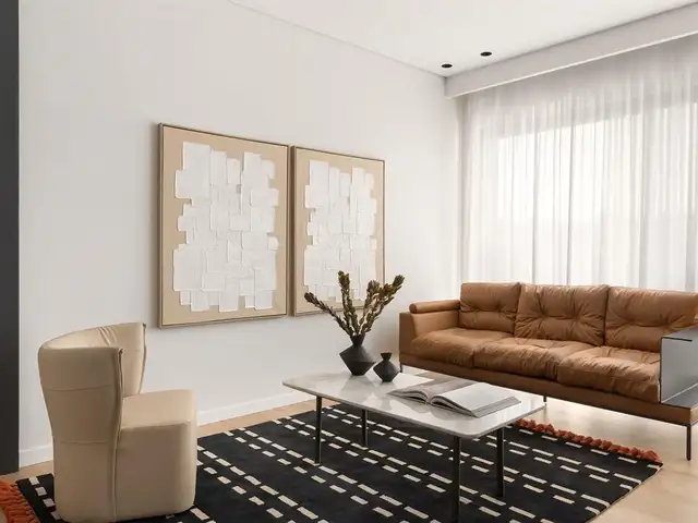 Black & cream geometric rug with terracotta fringe, Limassol — Limassol - Agia Zoni