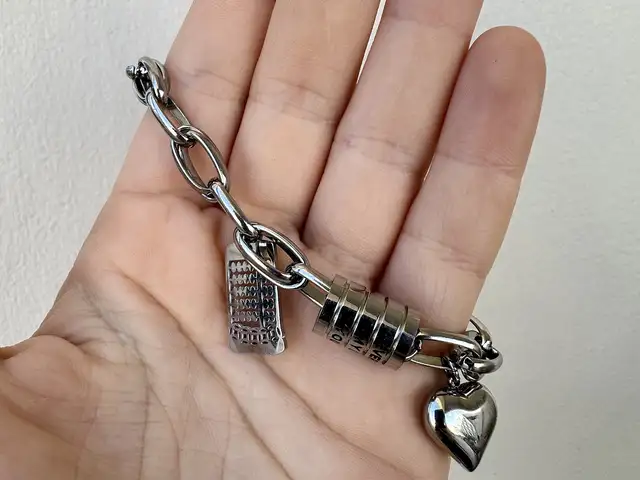 925 sterling silver girls thick chain bracelet heart tassel bangle woman jewelry, Famagusta — Paralimni