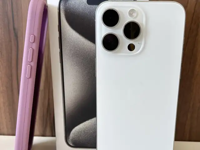 Iphone 15 pro max | 256gb | white titanium | 88 battery | box, cable & case, Limassol — Erimi