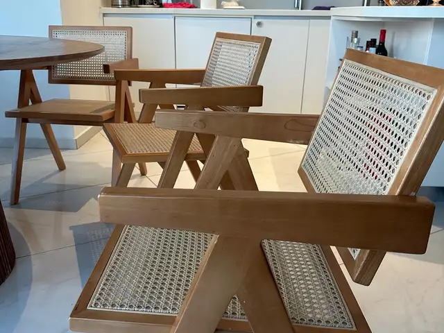 4 wooden rattan dining chairs, Επαρχία Λάρνακας — Λάρνακα - Σκάλα