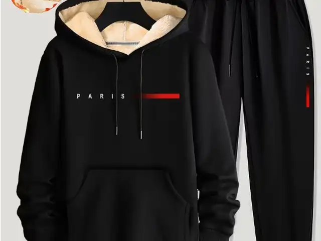 Σετ μαύρες φόρμες με φλις paris, size m / men's black thermal tracksuit m - new, Επαρχία Λευκωσίας — Στρόβολος - Ακρόπολη