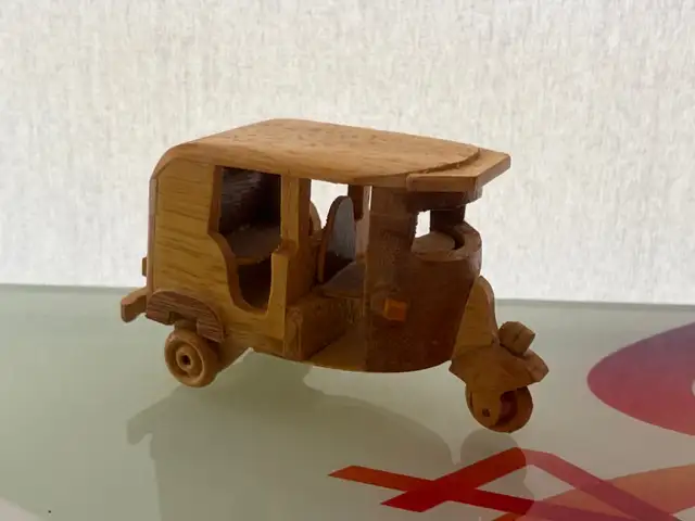 Natural handmade wooden tuk tuk handcraft gift home decor eco friendly -15x8x7cm, Paphos — Paphos - Agios Theodoros