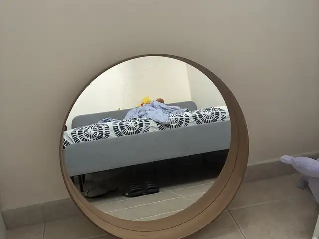 Στρογγυλός καθρέφτης τοίχου ikea stockholm 80cm - ξύλινο πλαίσιο, Nicosia — Strovolos - Agios Vasileios