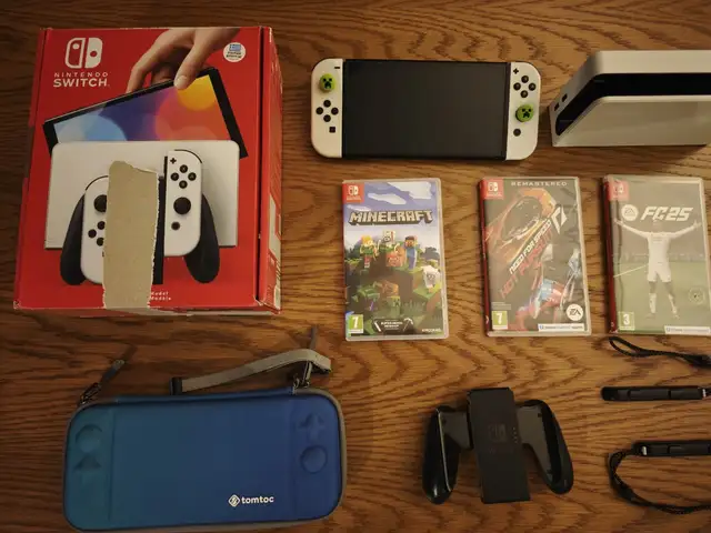 Nintendo Switch OLED Πλήρες σετ με 6 παιχνίδια & προστατευτική θήκη., Limassol — Limassol - Kapsalos